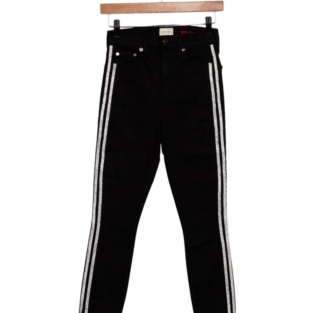 Alice + Olivia Black Skinny Jeans with Silver Accents